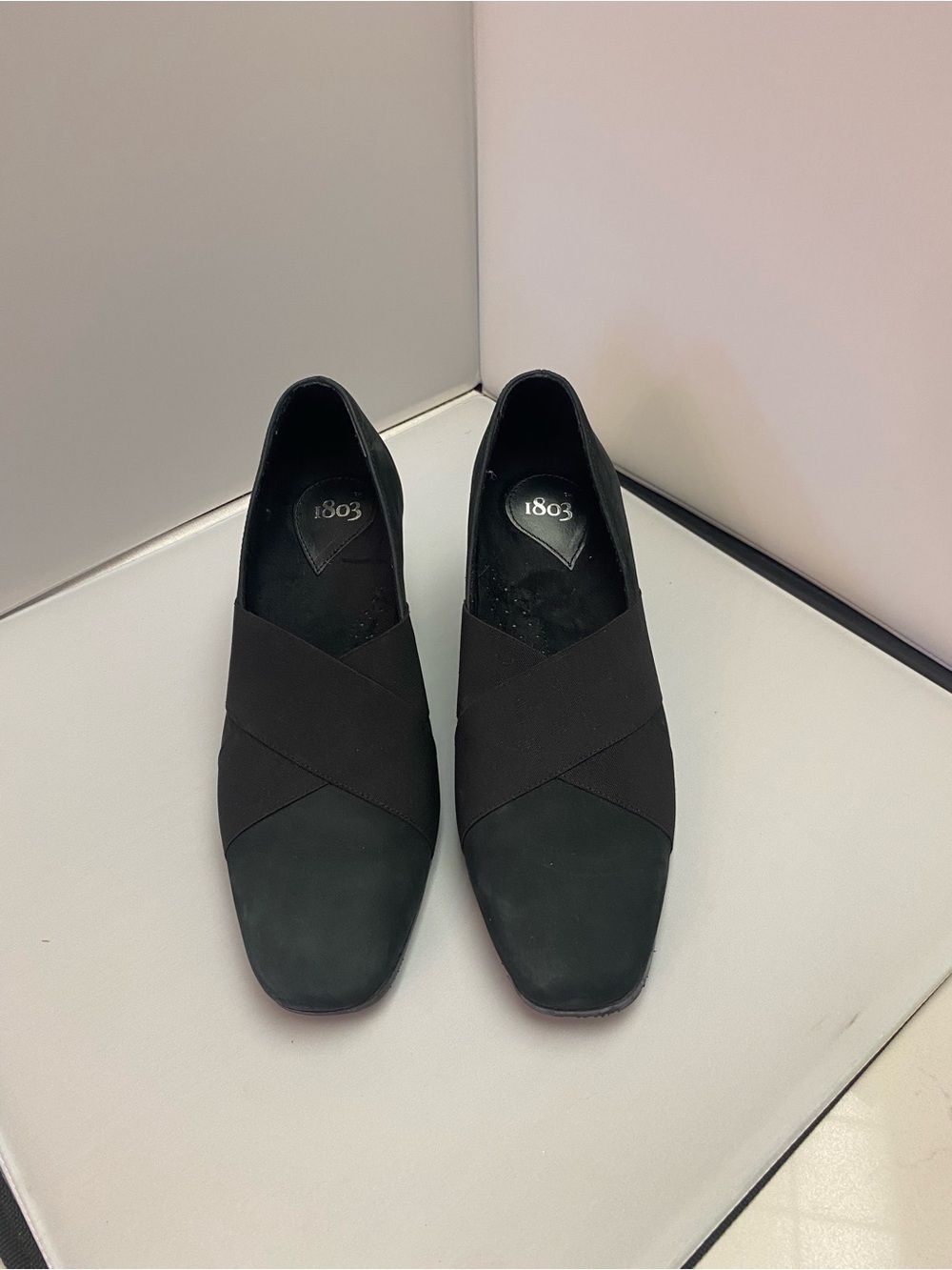Women’s Black Wedge Slip-On Shoes suede Sz 37